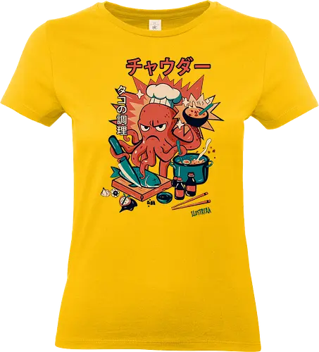 Angry Octo Chef: Ramen Rampage - angry ramen octopus, japanese food chaos, comic sushi master, funny chef fury, angry cook scene, tentacle kitchen fight, kawaii food attack, ramen pot monster street food comic, spicy dish splash, japanese lunch drama, ushi blade fury, ooking beast mode, comic tentacle twist - Standard T-Shirt (Women)