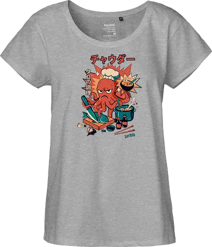 Angry Octo Chef: Ramen Rampage - angry ramen octopus, japanese food chaos, comic sushi master, funny chef fury, angry cook scene, tentacle kitchen fight, kawaii food attack, ramen pot monster street food comic, spicy dish splash, japanese lunch drama, ushi blade fury, ooking beast mode, comic tentacle twist - Fairtrade Girl Shirt