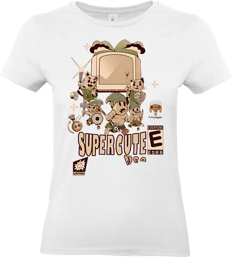 Super Cute N64 Warriors - retro game squad, cute warrior fight, chibi fantasy quest, vintage hero team, pixel art vibe, super cartridge style, adventure cat army, multiplayer cute game, kawaii battle force, funny game chaos, old school legend, cartridge kid power, 90s gamer love, n64 couch fun - Standard T-Shirt (Women)