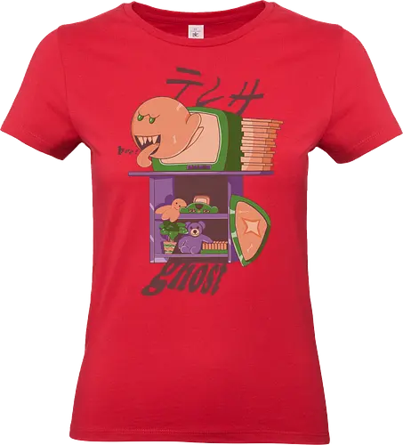 Ghost in the Console - retro ghost vibe, haunted console art, spooky cute style, pastel horror mix, ghost game retro, vintage tv monster, nostalgic ghost scene, childhood horror toy, cute creepy fusion, cartoon ghost pop, pixel past chill, console spirit burst, ghostly tv dream - Standard T-Shirt (Women)