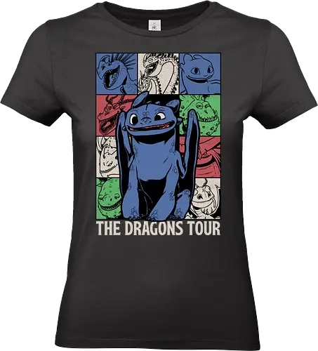 Dragons Tour Movie - Dragon, Viking, Vikings, Adventure, Fantasy, Mythical, Mythology, Mythological Creatures, Cute, Fun, Funny, Poster, Movie, Animation, Musical, Music, Music Tour, Show, Tour, World Tour - Standard T-Shirt (Women)