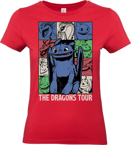 Dragons Tour Movie - Dragon, Viking, Vikings, Adventure, Fantasy, Mythical, Mythology, Mythological Creatures, Cute, Fun, Funny, Poster, Movie, Animation, Musical, Music, Music Tour, Show, Tour, World Tour - Standard T-Shirt (Women)
