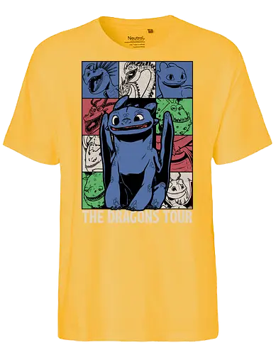 Dragons Tour Movie - Dragon, Viking, Vikings, Adventure, Fantasy, Mythical, Mythology, Mythological Creatures, Cute, Fun, Funny, Poster, Movie, Animation, Musical, Music, Music Tour, Show, Tour, World Tour - Fairtrade T-Shirt