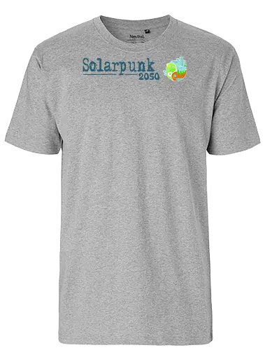 Solarpunk 2050 Logo und Text - Solarpunk, TTRPG, Rollenspiel, Utopie - Fairtrade T-Shirt
