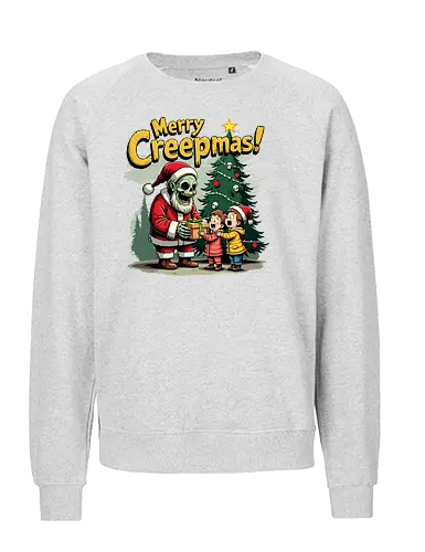 Merry Creepmas! - skeleton, santa claus, christmas tree, gift, children, surprise, holiday, humorous, spooky, text - Fairtrade Sweatshirt