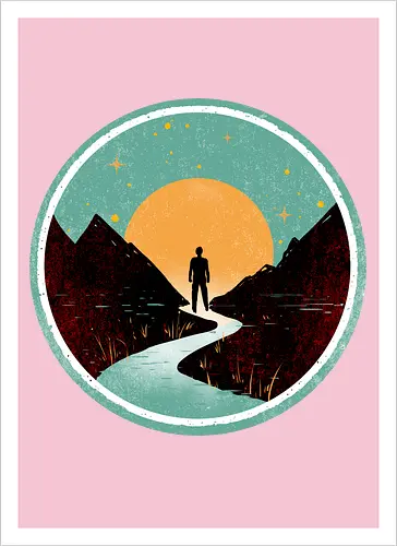 The wanderer - nature, summer, camping, outdoors, poetic, simple design - Artprint