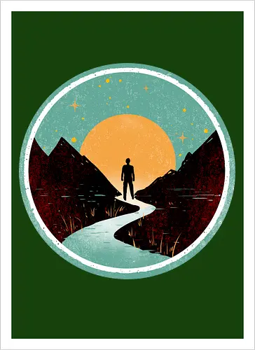 The wanderer - nature, summer, camping, outdoors, poetic, simple design - Artprint