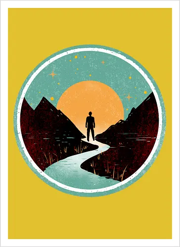 The wanderer - nature, summer, camping, outdoors, poetic, simple design - Artprint