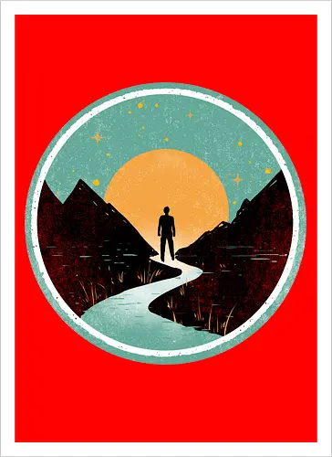 The wanderer - nature, summer, camping, outdoors, poetic, simple design - Artprint