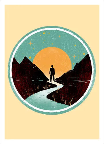 The wanderer - nature, summer, camping, outdoors, poetic, simple design - Artprint