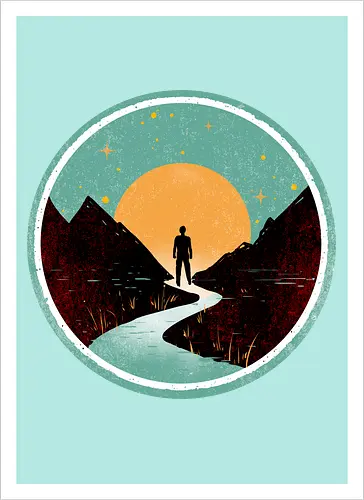 The wanderer - nature, summer, camping, outdoors, poetic, simple design - Artprint