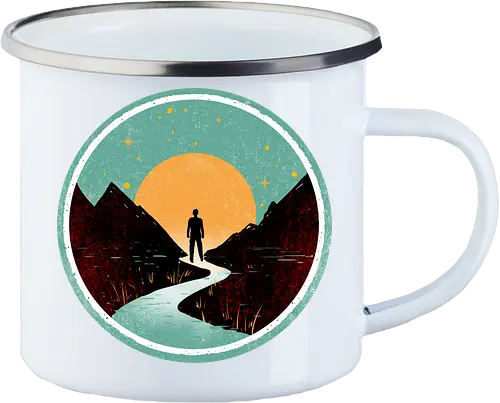 The wanderer - nature, summer, camping, outdoors, poetic, simple design - Enamel Mug