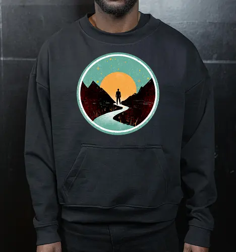The wanderer - nature, summer, camping, outdoors, poetic, simple design - Cropped Sweatshirt