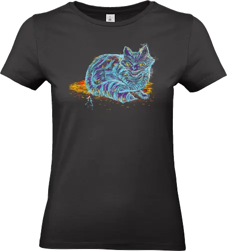 Alice vs big cat - alice in wonderland, lewis caroll, litterature, books, artistic, fantasy, cheshire cat, Wunderland - Standard T-Shirt (Women)