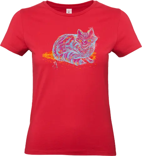 Alice vs big cat - alice in wonderland, lewis caroll, litterature, books, artistic, fantasy, cheshire cat, Wunderland - Standard T-Shirt (Women)