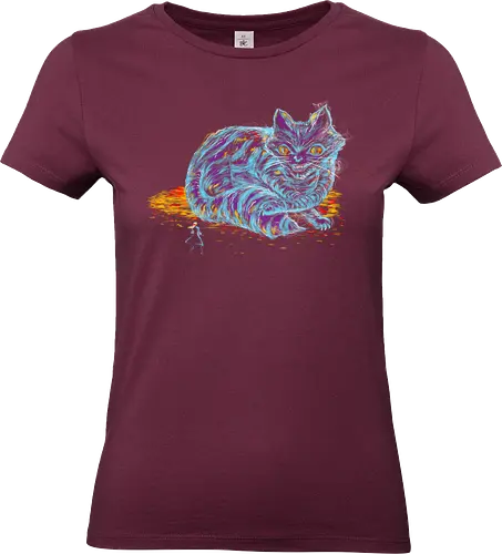 Alice vs big cat - alice in wonderland, lewis caroll, litterature, books, artistic, fantasy, cheshire cat, Wunderland - Standard T-Shirt (Women)