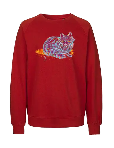 Alice vs big cat - alice in wonderland, lewis caroll, litterature, books, artistic, fantasy, cheshire cat, Wunderland - Fairtrade Sweatshirt