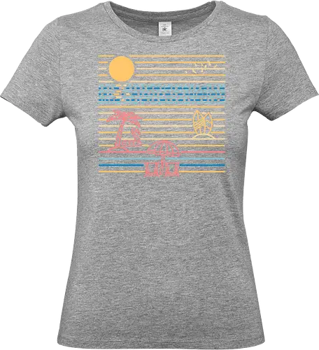 Summer Sands - Geometric, beach, parasol, relaxing, reflection, oceans, summer, heat, holiday, vacation, surf, sand, minimal, minimalist, flamingo, hot, surfing - Standard T-Shirt (Women)