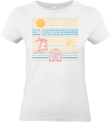 Summer Sands - Geometric, beach, parasol, relaxing, reflection, oceans, summer, heat, holiday, vacation, surf, sand, minimal, minimalist, flamingo, hot, surfing - Standard T-Shirt (Women)