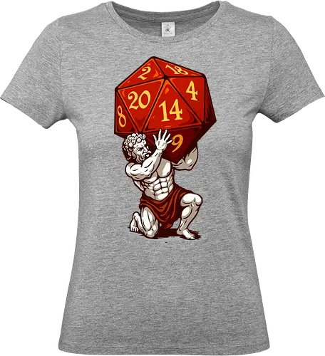 D20 Atlas - not holding the world, but a massive, glowing red D20. A bold fusion of ancient mythology and tabletop RPG culture, it's perfect for RPG fans, fantasy lovers, vivid colors, Carry the weight of fateâ€”with style! This epic design features Atlas, the legendary titan, and dice enthusiasts alike. Each face of the die symbolizes the unpredictability of fate, while Atlas represents the strength it takes to bear it. Striking artwork, and a clever twist on classic loreâ€”this design is a critical hit for any adventurer at heart. aesthetic, atlas, cool, critical hit, d20, dices, dragon, dungeon, funny tee, gaming, geek, greek statue, illustration, retro tee, roleplay, rpg, rpg dices, vintage, lm2kone, auto_awesome Essayez avec : aesthetic, atlas, cool, critical hit, d20, dices, dragon, dungeon, funny tee, gaming, geek, greek statue, illustration, retro tee, roleplay, rpg, rpg dices, vintage, lm2 kone, 174 / 5 000 Ästhetik, Atlas, Cool, Kritischer Treffer, d20, Würfel, Drache, Dungeon, Lustiges T-Shirt, Gaming, Geek, Griechische Statue, Illustration, Retro-T-Shirt, Rollenspiel, RPG, RPG-Würfel, Vintage, lm2kone - Standard T-Shirt (Women)