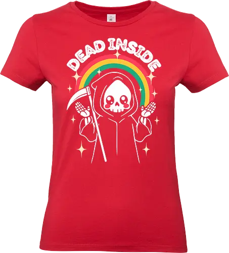 Dead Inside - Süßer Totenkopf - Ästhetik, cool, süß, düster, schwarzer Humor, tot, innerlich tot, lustig, sarkastisch, lustiges T-Shirt, Sensenmann, Illustration, kawaii, Monster, Regenbogen, Sarkasmus, sarkastisch, Skelett, Totenkopf, lm2kone - Standard T-Shirt (Women)