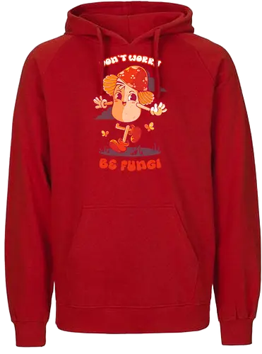 BE FUNGI - mushrooms, mushroom hippie, fantasy, retro, vintage, colorful, nature, fungi - Fairtrade Hoodie