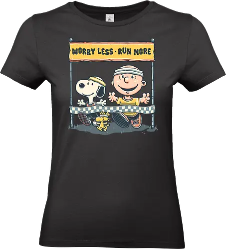 Worry Less Run More - Cartoons, comics, movie, mash up, parody, funny, humor, running, fitness - Standard T-Shirt (Women)