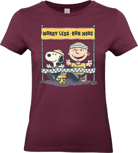 Worry Less Run More - Cartoons, comics, movie, mash up, parody, funny, humor, running, fitness - Standard T-Shirt (Women)
