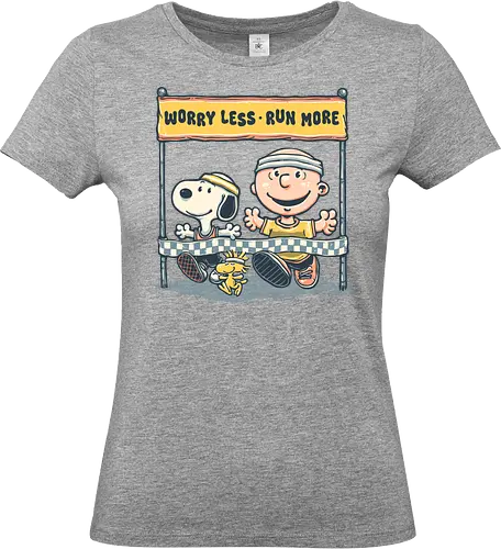 Worry Less Run More - Cartoons, comics, movie, mash up, parody, funny, humor, running, fitness - Standard T-Shirt (Women)