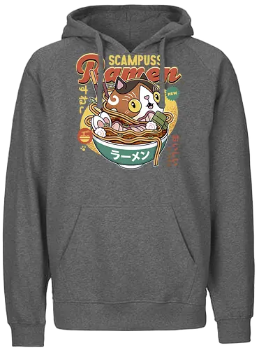 Scampuss Ramen - nioh, nioh 2, nioh 3, samurai, scampuss, sudama, japan, onryoki, ninja, fantasy, video game, gaming, gamer, rpg, cat - Fairtrade Hoodie