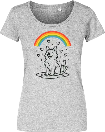 Happy Dog Under Rainbow Rain