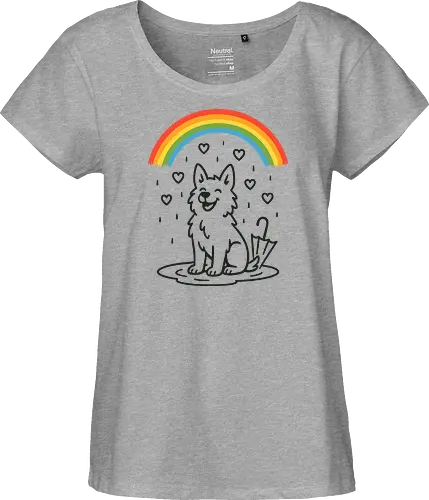 Happy Dog Under Rainbow Rain