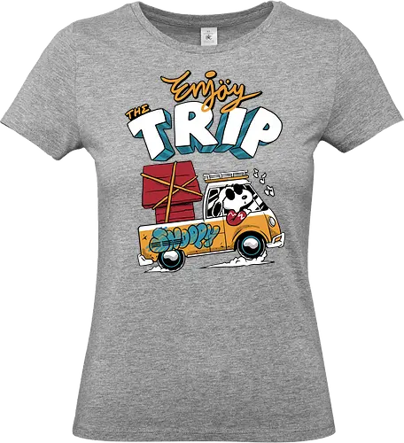summer trip  - snooze, nap time, supranatural, fantasy, dog, cartoon, 80s, enjoy, happy, trip, adventure, outdoor, camping, hiking, nature, beach - Standard T-Shirt (Women)