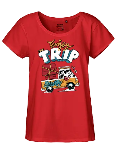 summer trip  - snooze, nap time, supranatural, fantasy, dog, cartoon, 80s, enjoy, happy, trip, adventure, outdoor, camping, hiking, nature, beach - Fairtrade Girl Shirt
