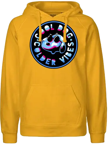 millenium dog emblem  - dog, cartoon, 80s, chrome, millenium, logo, mascot, embrodry, snooze, nap time, supranatural, fantasy - Fairtrade Hoodie