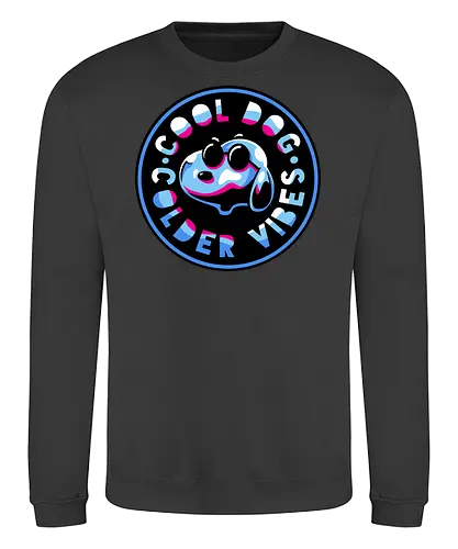 millenium dog emblem  - dog, cartoon, 80s, chrome, millenium, logo, mascot, embrodry, snooze, nap time, supranatural, fantasy - Sweatshirt