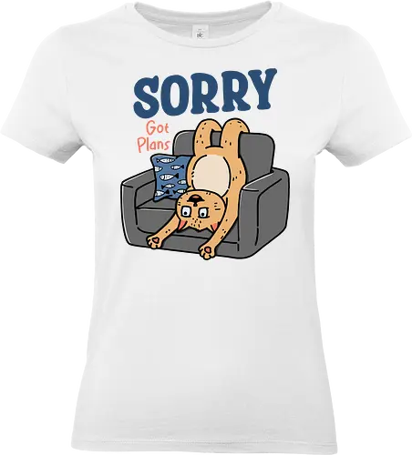 The Cat Got Plans - funny, humor, introvert, relatable, sarcastic, weekend, cat, sorry got plans, meme - Standard T-Shirt (Women)