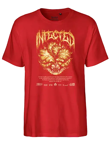 The Clicker Cat Death Metal - horror, infected, Parody, cat meme, meme, funny cat, catholic, cute cat, funny, cat joke, fungi, mushroom, fungus, skull, blackened death metal, death metal, heavy metal, metal font, deathcore, black metal, clicker zombie, clicker, ellie, gamer, gaming, joel, Last, tlou, zombie - Fairtrade T-Shirt