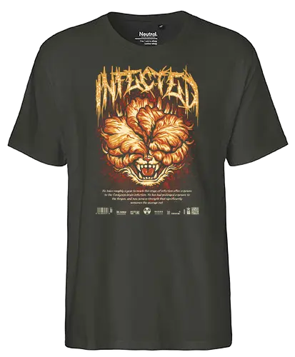 The Clicker Cat Death Metal - horror, infected, Parody, cat meme, meme, funny cat, catholic, cute cat, funny, cat joke, fungi, mushroom, fungus, skull, blackened death metal, death metal, heavy metal, metal font, deathcore, black metal, clicker zombie, clicker, ellie, gamer, gaming, joel, Last, tlou, zombie - Fairtrade T-Shirt