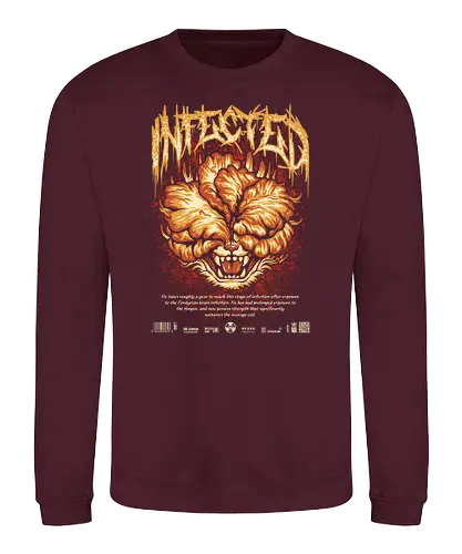 The Clicker Cat Death Metal - horror, infected, Parody, cat meme, meme, funny cat, catholic, cute cat, funny, cat joke, fungi, mushroom, fungus, skull, blackened death metal, death metal, heavy metal, metal font, deathcore, black metal, clicker zombie, clicker, ellie, gamer, gaming, joel, Last, tlou, zombie - Sweatshirt