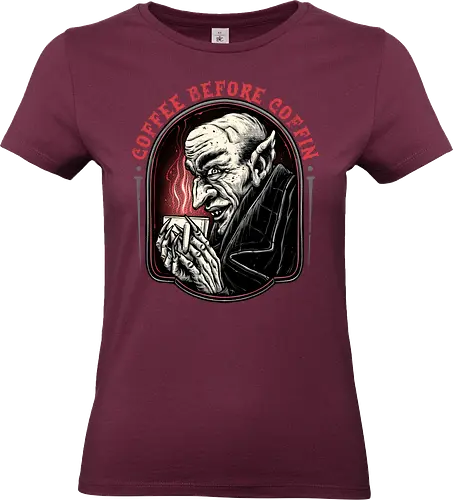 Coffee before Coffin - Movie, horror, vampire, coffee, caffeine, funny, humor, coffee lover - Standard T-Shirt (Women)
