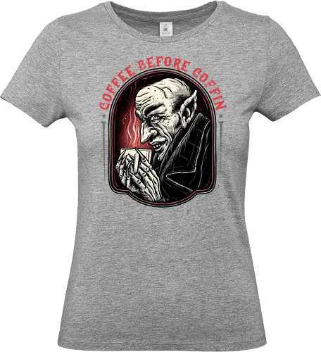Coffee before Coffin - Movie, horror, vampire, coffee, caffeine, funny, humor, coffee lover - Standard T-Shirt (Women)
