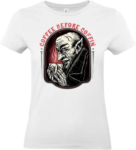Coffee before Coffin - Movie, horror, vampire, coffee, caffeine, funny, humor, coffee lover - Standard T-Shirt (Women)