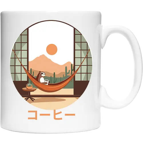 Relaxing Sloth in Desert Sunset