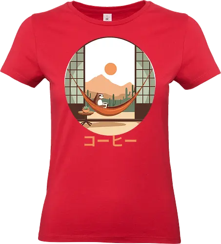 Relaxing Sloth in Desert Sunset - cozy, chill, slow living, nature, cute animal, sloth, relaxation, hammock, desert, sunset - Standard T-Shirt (Women)