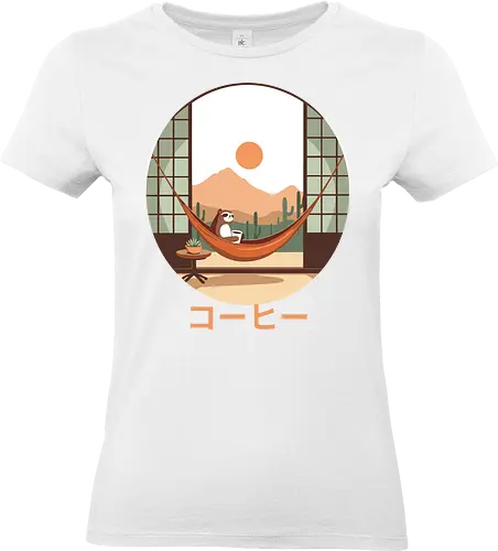 Relaxing Sloth in Desert Sunset - cozy, chill, slow living, nature, cute animal, sloth, relaxation, hammock, desert, sunset - Standard T-Shirt (Women)