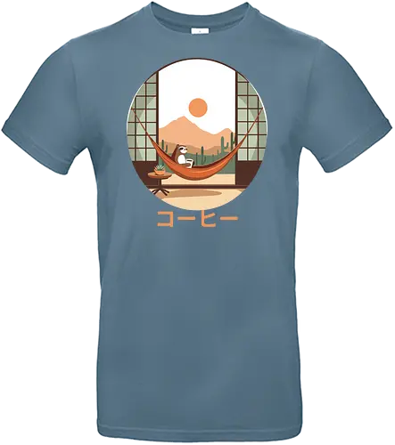 Relaxing Sloth in Desert Sunset - cozy, chill, slow living, nature, cute animal, sloth, relaxation, hammock, desert, sunset - Standard T-Shirt