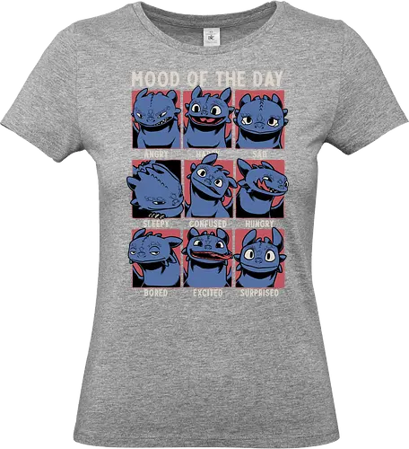 Viking Dragon Mood - Mood, Fun, Funny, Cute, Cool, Dragon, Animation, Mythical, Mythology, Mythological Creatures, Creature, Tv Show, Movie, Vikings, Viking, Sad, Happy, Angry, Sleepy, Confused, Hungry, Bored, Surprise - Standard T-Shirt (Women)