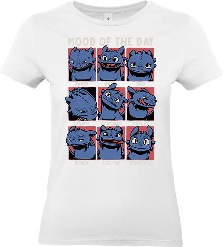 Viking Dragon Mood - Mood, Fun, Funny, Cute, Cool, Dragon, Animation, Mythical, Mythology, Mythological Creatures, Creature, Tv Show, Movie, Vikings, Viking, Sad, Happy, Angry, Sleepy, Confused, Hungry, Bored, Surprise - Standard T-Shirt (Women)