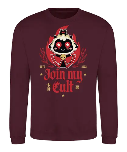 Join My Cult Emblem - aesthetic, cute, kawaii, cool, funny, chibi, sweet, japan, japanese, game, video game, gaming, geek, nerd, otaku, anime, animal, Lamb, the lamb, lamb - Sweatshirt